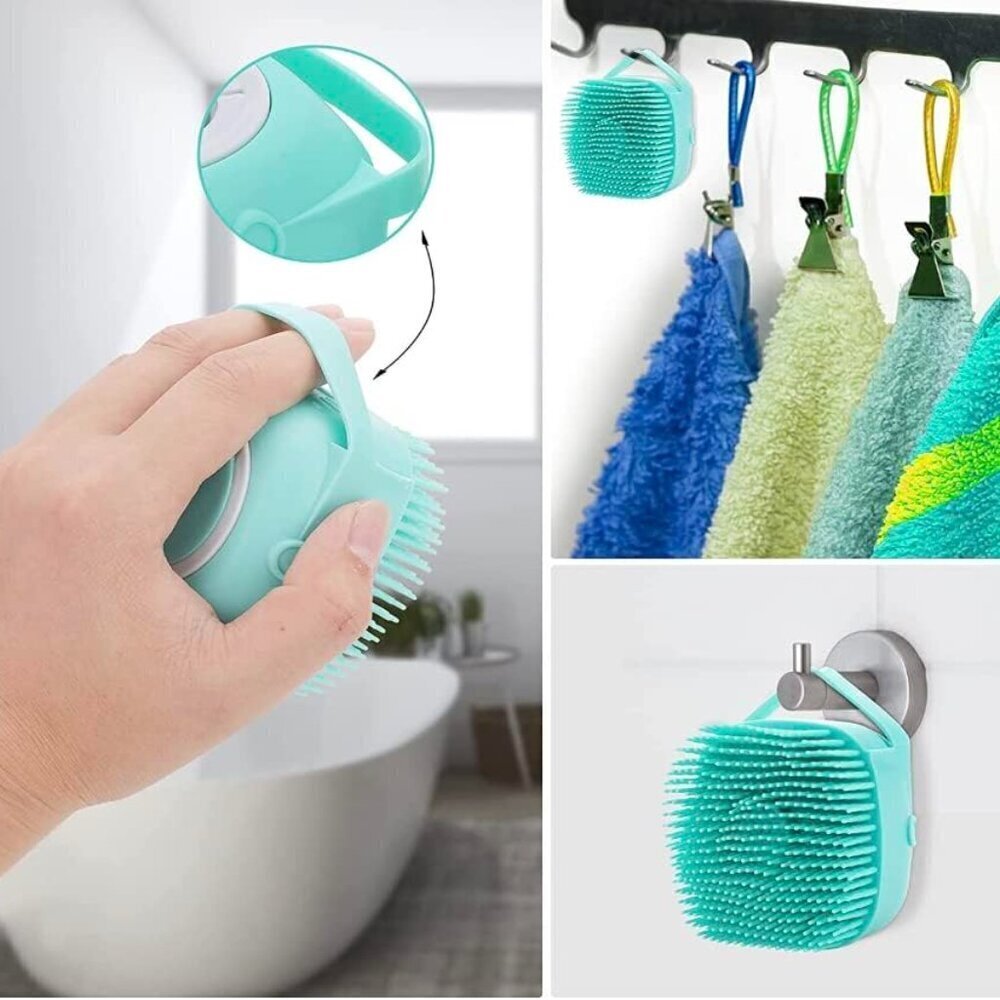 Pet Bath Massage Brush Puppy Dog Cat Grooming Cleaning Soft (Mint) - Picture 8 of 10